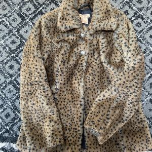 Vintage 90s cheetah leopard print faux fur coat
